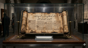 El manuscrito original expuesto en el Museo de Historia de Qal'at-i-Tali